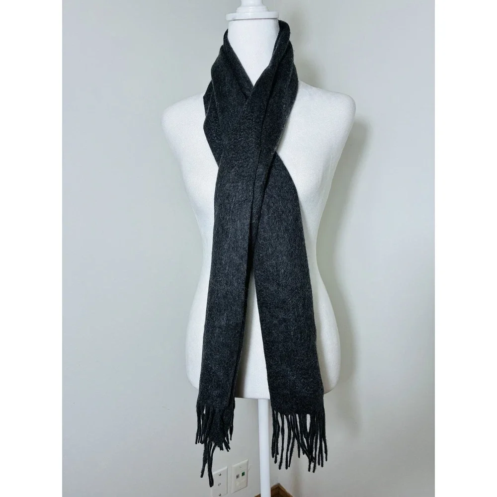 Jos A Bank 100% Cashmere Rectangle Scarf Grey Quiet Luxury Old Money